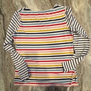 Boden Ladies Multi Striped Shirt. Navy & White Front & Multi Back. Size 14